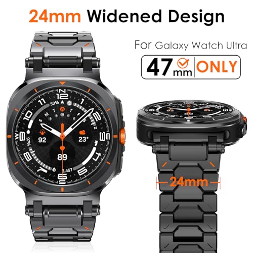 WINGLE Stainless Steel Band for Galaxy Watch Ultra Bands 47mm 20252024 Men Rugged Durable Armor Metal Band Classy Casual Business Samsung Galaxy Watch Ultra Bands Butterfly Folding Clasp Black - Image 3