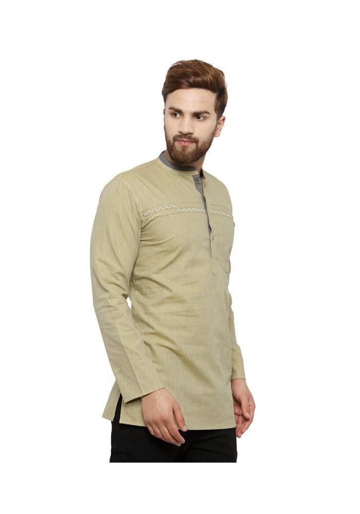 ARCHATTIRE Men’s Olive Cotton Full Sleeve Kurta for Men - Image 2