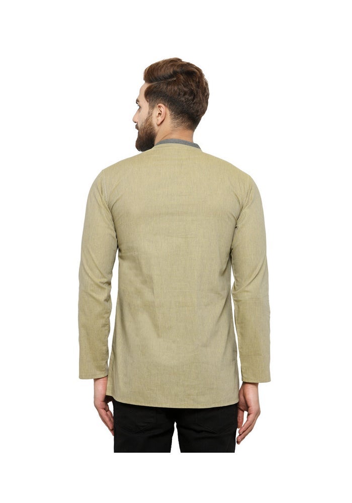 ARCHATTIRE Men’s Olive Cotton Full Sleeve Kurta for Men - Image 4