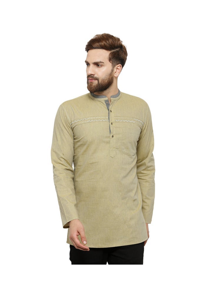 ARCHATTIRE Men’s Olive Cotton Full Sleeve Kurta for Men - Image 1