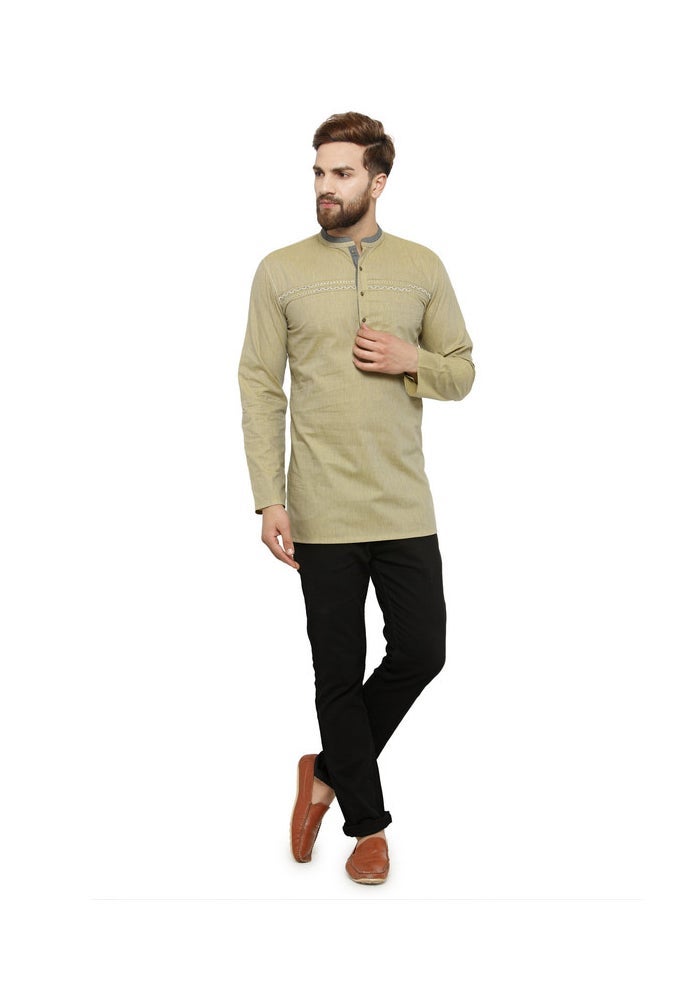 ARCHATTIRE Men’s Olive Cotton Full Sleeve Kurta for Men - Image 5