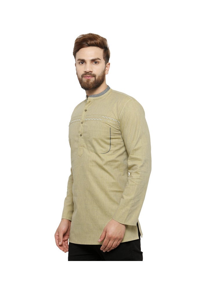 ARCHATTIRE Men’s Olive Cotton Full Sleeve Kurta for Men - Image 3