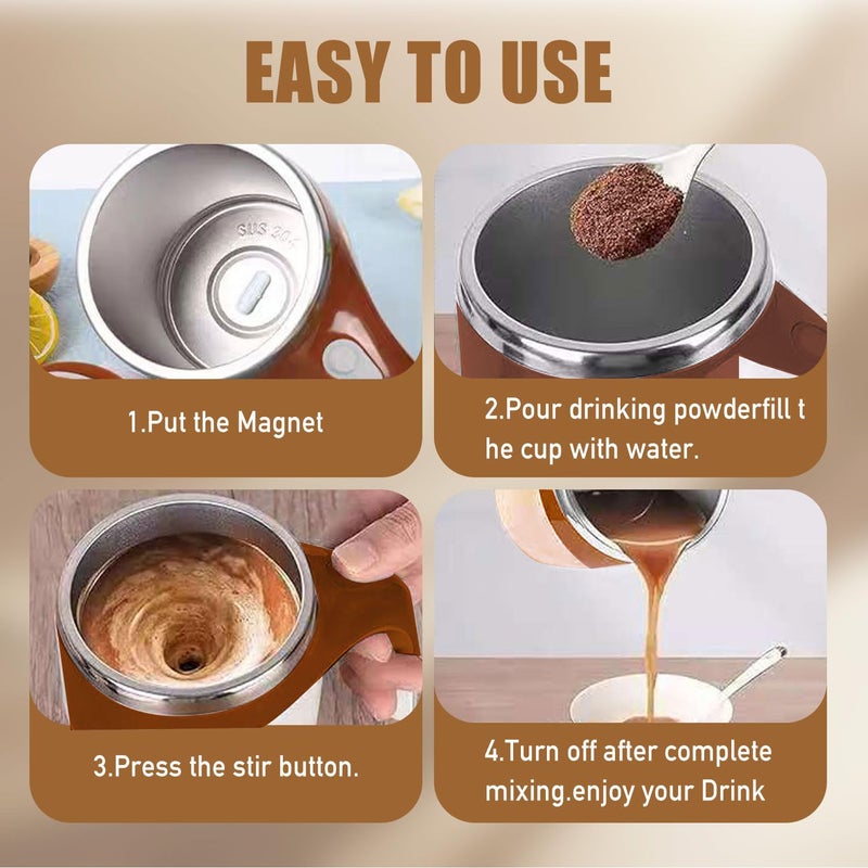 Jieclem Rechargeable Self-Stirring Coffee Mug, 2025 Upgrade, Automatic Magnetic Stirring, Stainless Steel, Portable, with Lid (Coffee) - Image 5