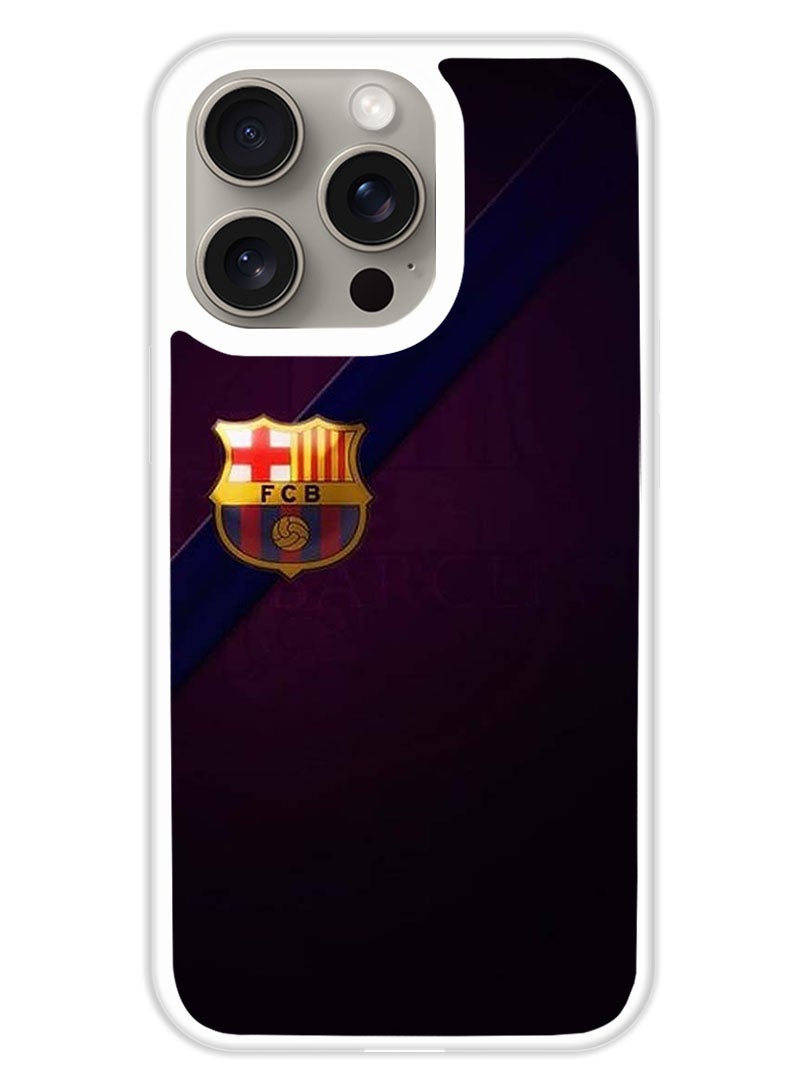 Theodor Protective Case Cover For APPLE IPHONE 15 Pro Minimal Barca Logo (White Bumper) - Image 1