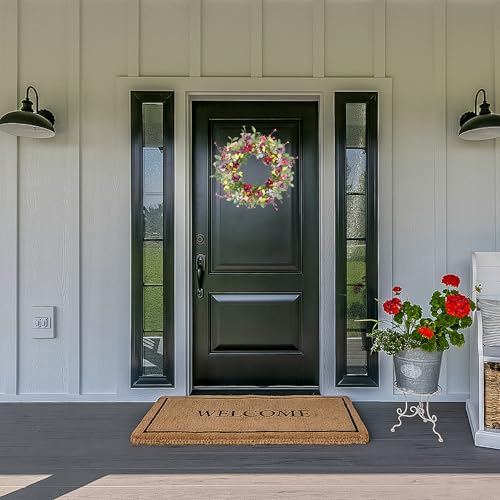AMF0RESJ Artificial Spring Wreaths for Front Door Pansy Wreath Summer Wreath with Colorful Pansy,Berry,Daisy for Front Door Indoor Outdoor Farmhouse Home Wall Window Festival Decoration - Image 4