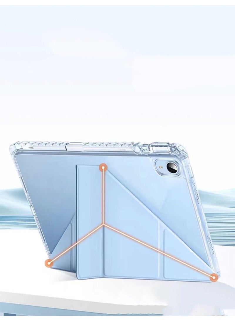for iPad 2025 (11th Generation) A16 11-inch Case Cover, Triple Fold Y-shaped Design, Multi Angle, Leather Tablet Cover With Pen Slot, Automatic Wake-up/sleep,Blue  - Image 4