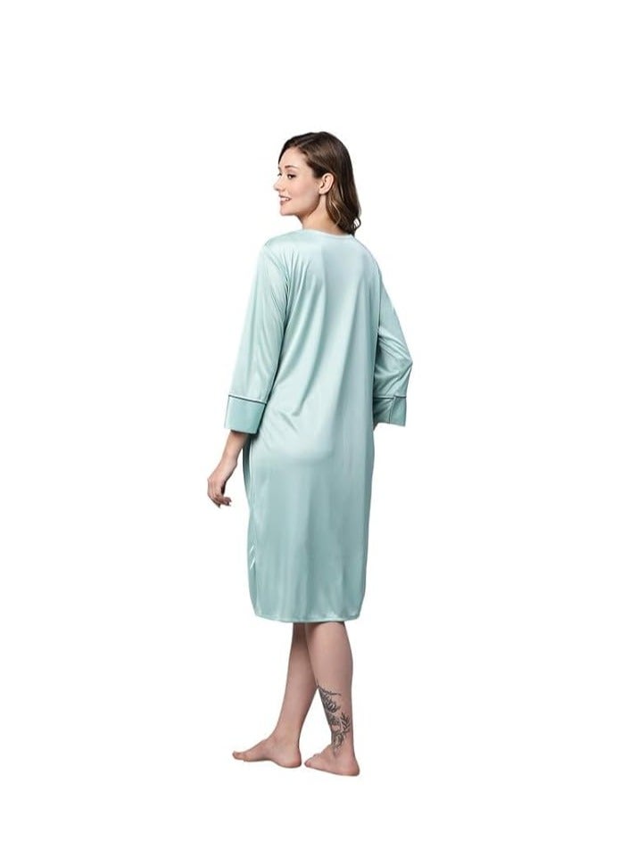 Accessorize Kingdom Accessorize Kingdom Women's Satin Solid Knee Length Nighty  - Image 4