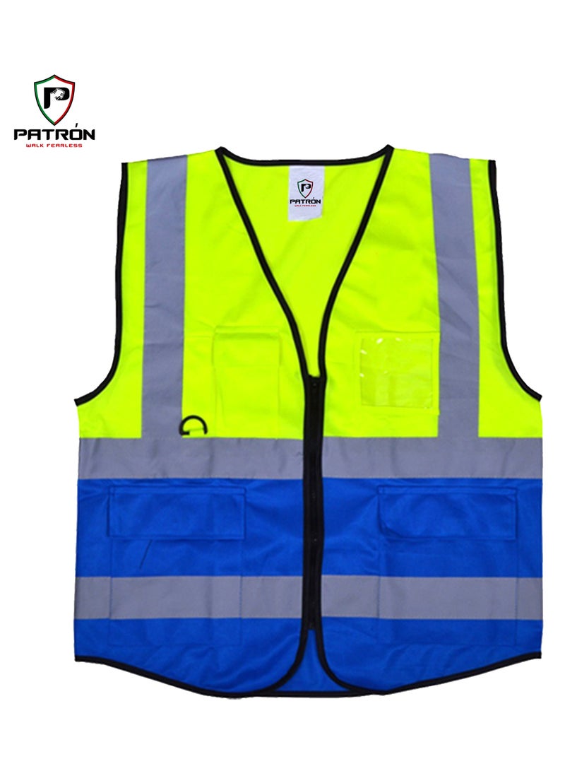 Patron Reflactive High Visibility Safety Vest For Men Women With 4 Pockets And Zip Closure For Easy To Wear