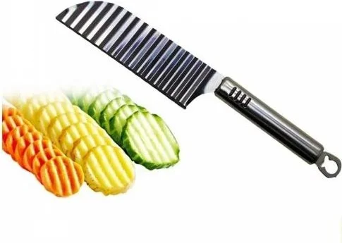 Rennway Serrated Potato Cutting Knife - Shaped Vegetable and Fruit Slicer