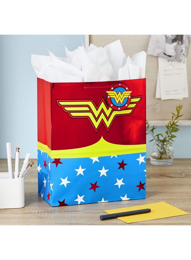 Hallmark حقيبة هدايا كبيرة بطول 13" من ووندر وومان مع ورق مناديل لعيد الميلاد، عيد الأم، يوم الممرضات، التخرج، عيد الحب، تقدير المعلمين أو أي مناسبة - Image 3