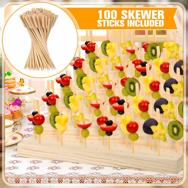Vesici Skewer Holder with 100 Pcs 4.7" Cocktail Pick, 6-tier 156 Holes Fruit Kabobs Appetizer Food Pick Stand and Display Serving Holder for Party Buffet Catering Event Wedding Christmas Thanksgiving - Image 4