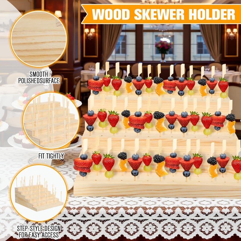 Vesici Skewer Holder with 100 Pcs 4.7" Cocktail Pick, 6-tier 156 Holes Fruit Kabobs Appetizer Food Pick Stand and Display Serving Holder for Party Buffet Catering Event Wedding Christmas Thanksgiving - Image 3