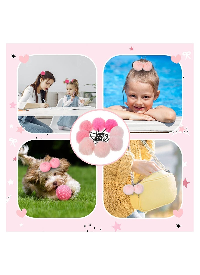 Generic - 8 Pcs Pom Pom Hair Ties Fluffy Elastic Hair Ties Hair Accessories for Girls Pink Scrunchie Ball Hair Ties for Girls Toddlers Pigtail, 4 Colors(Pink Theme) - Image 1
