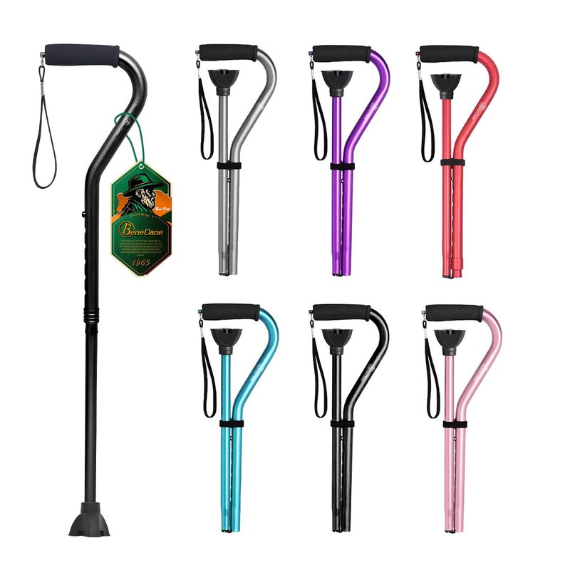 BeneCane Walking Cane for Men & Women Adjustable Cane with Offset Soft Cushioned Handle -Portable Lightweight Sturdy Mobility Walker Aid for Elderly, Seniors Collapsible Cane - Image 1