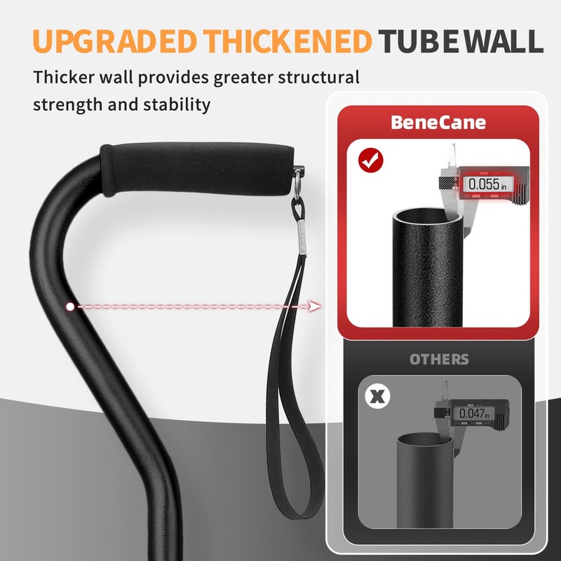 BeneCane Walking Cane for Men & Women Adjustable Cane with Offset Soft Cushioned Handle -Portable Lightweight Sturdy Mobility Walker Aid for Elderly, Seniors Collapsible Cane - Image 3