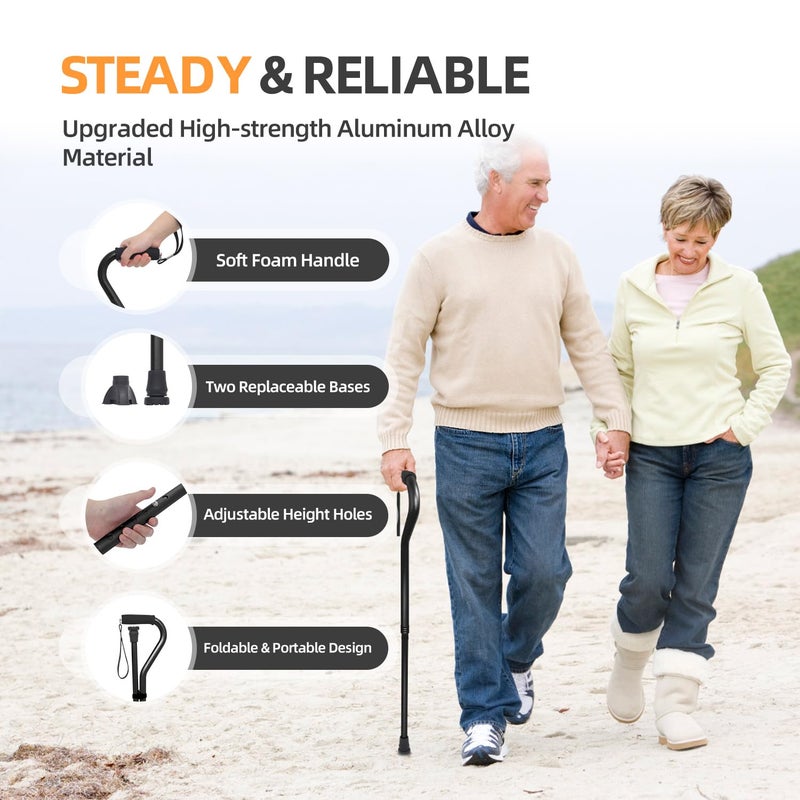 BeneCane Walking Cane for Men & Women Adjustable Cane with Offset Soft Cushioned Handle -Portable Lightweight Sturdy Mobility Walker Aid for Elderly, Seniors Collapsible Cane - Image 2