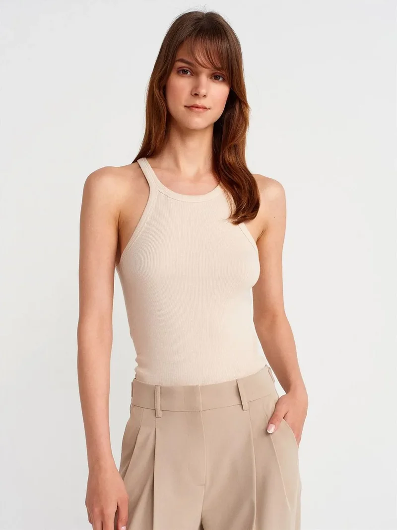ديلفين DILVIN Ribbed Cotton Sleeveless Cami Blouse