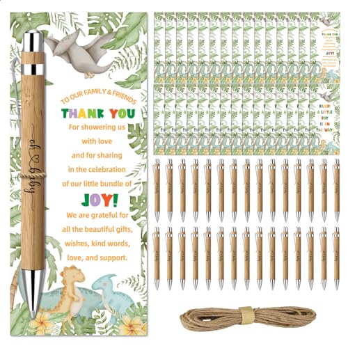 Toerifer 30 Pcs Baby Shower Gifts for Guests, Baby Shower Sets, Included Bamboo Pens Greeting Cards, Gender Reveal Party Supplies for Boys, Dinosaur Birthday Decorations for Games Prizes - Image 1