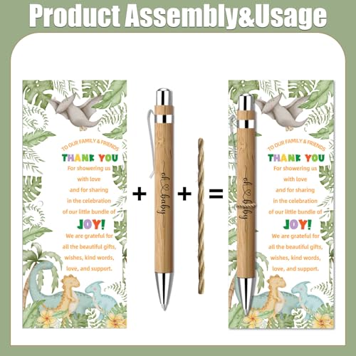Toerifer 30 Pcs Baby Shower Gifts for Guests, Baby Shower Sets, Included Bamboo Pens Greeting Cards, Gender Reveal Party Supplies for Boys, Dinosaur Birthday Decorations for Games Prizes - Image 3