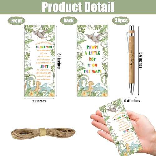 Toerifer 30 Pcs Baby Shower Gifts for Guests, Baby Shower Sets, Included Bamboo Pens Greeting Cards, Gender Reveal Party Supplies for Boys, Dinosaur Birthday Decorations for Games Prizes - Image 2