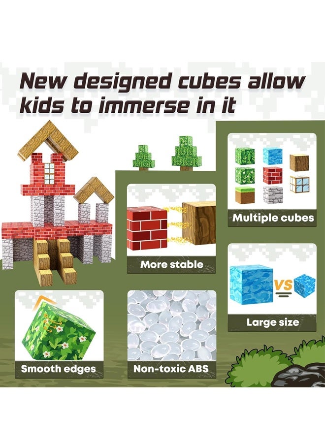 32 PCS Magnetic Blocks-Build Mine Magnet World Set for Boys & Girls Age 3+ STEM Sensory Toys for Toddlers Gifts for 3+ Years Kids,1" Magnet Cubes Classroom Must Haves Construction Toys - Image 4