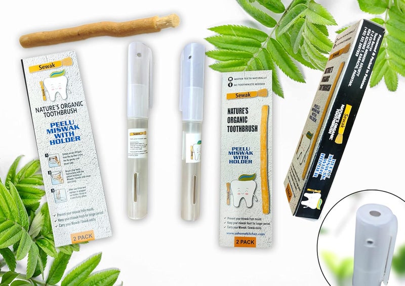 SEWAK Miswak Sticks for Teeth Natural Toothbrush | مسواك | Siwak Organic Wooden Tooth Brush Oral Teeth Whitener with Holder | Vacuum Sealed - Image 4