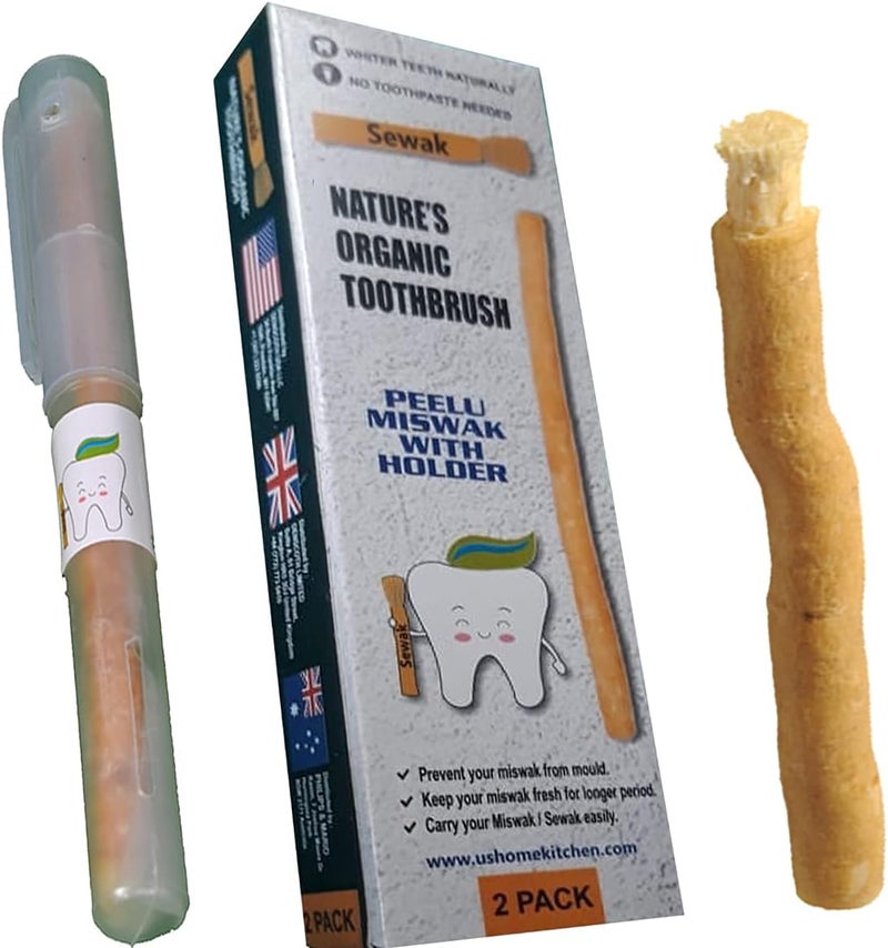 SEWAK Miswak Sticks for Teeth Natural Toothbrush | مسواك | Siwak Organic Wooden Tooth Brush Oral Teeth Whitener with Holder | Vacuum Sealed - Image 5
