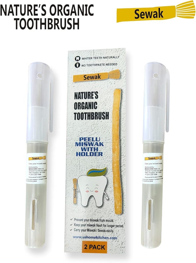 SEWAK Miswak Sticks for Teeth Natural Toothbrush | مسواك | Siwak Organic Wooden Tooth Brush Oral Teeth Whitener with Holder | Vacuum Sealed - Image 2