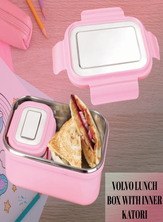 Hitexnetee Volvo Stainless Steel Insulated Airtight Leak-Proof Lunch Box with Inner Steel Container for Office, School, Picnic (700, Pink)_HN_110 - Image 2
