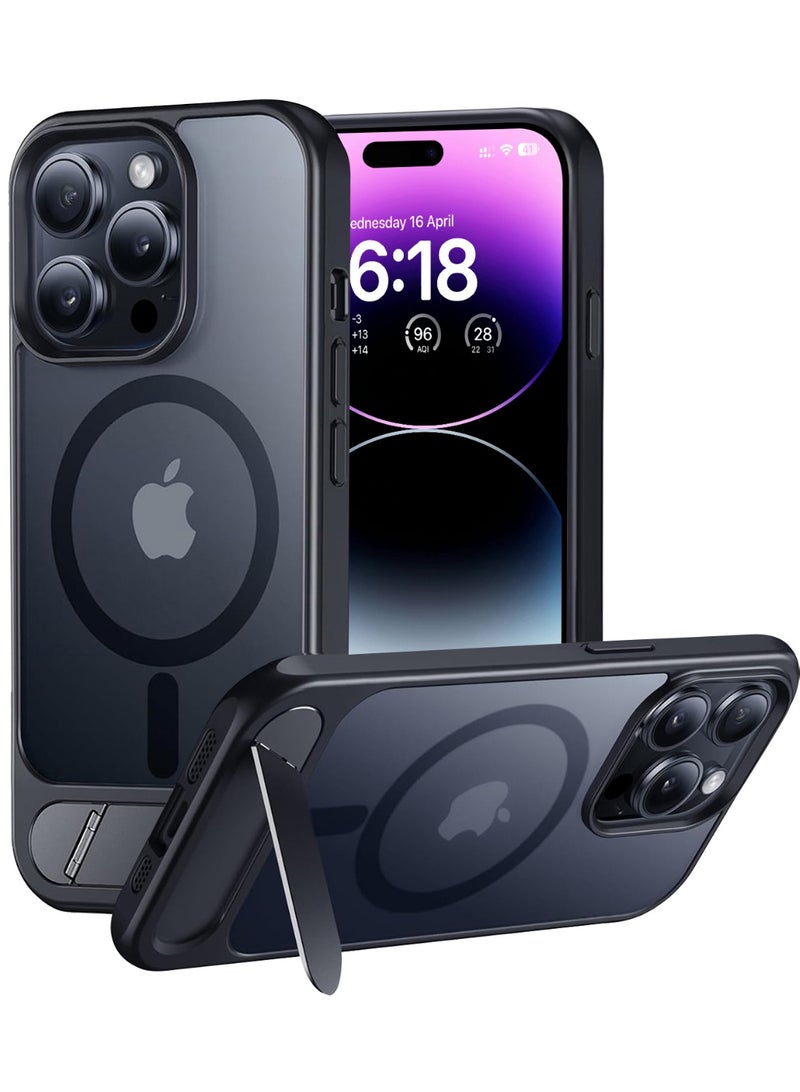 Eligo iPhone 14 Pro MagSafe Case, Magnetic Cover with Invisible Stand, Shockproof Protection Phone Shell, Matte Kickstand Back Cases for Apple 14 Pro 6.1" (2022) (Black) - Image 1