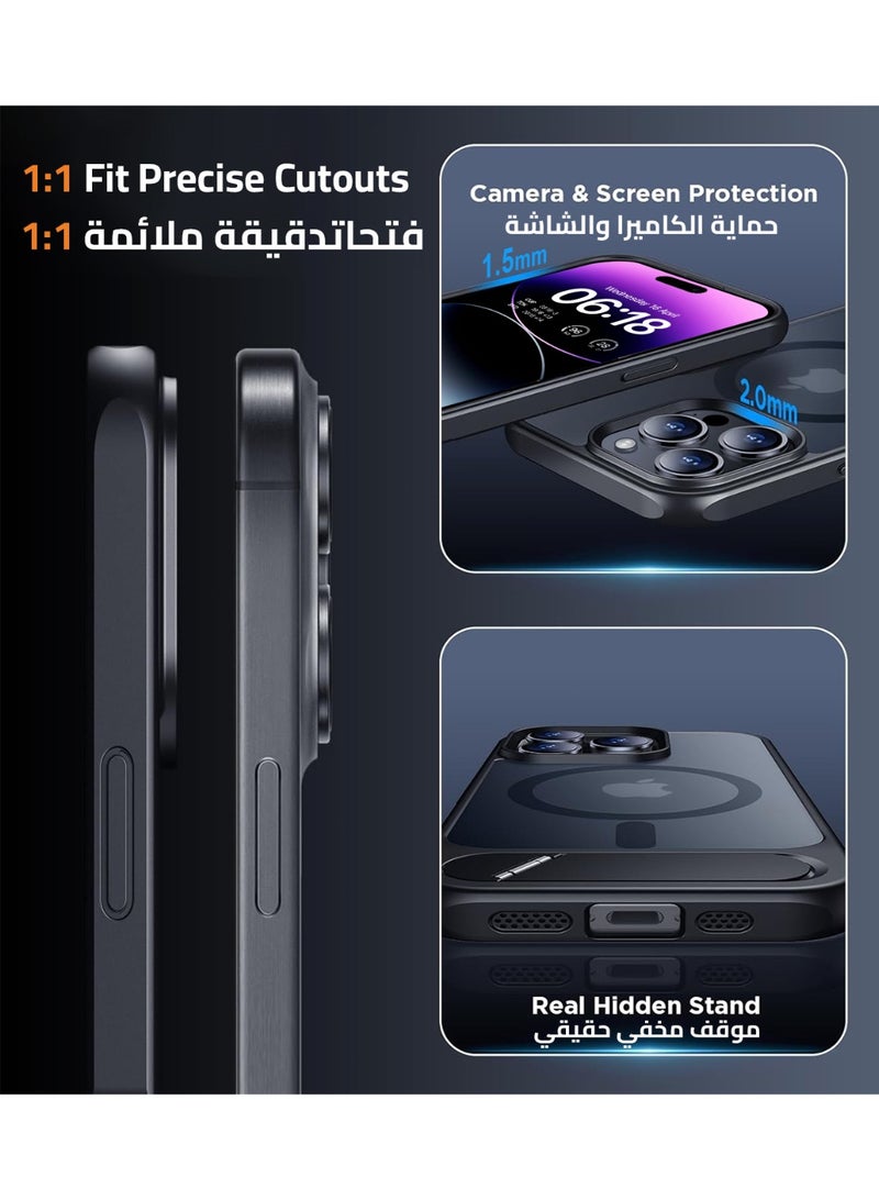 Eligo iPhone 14 Pro MagSafe Case, Magnetic Cover with Invisible Stand, Shockproof Protection Phone Shell, Matte Kickstand Back Cases for Apple 14 Pro 6.1" (2022) (Black) - Image 5