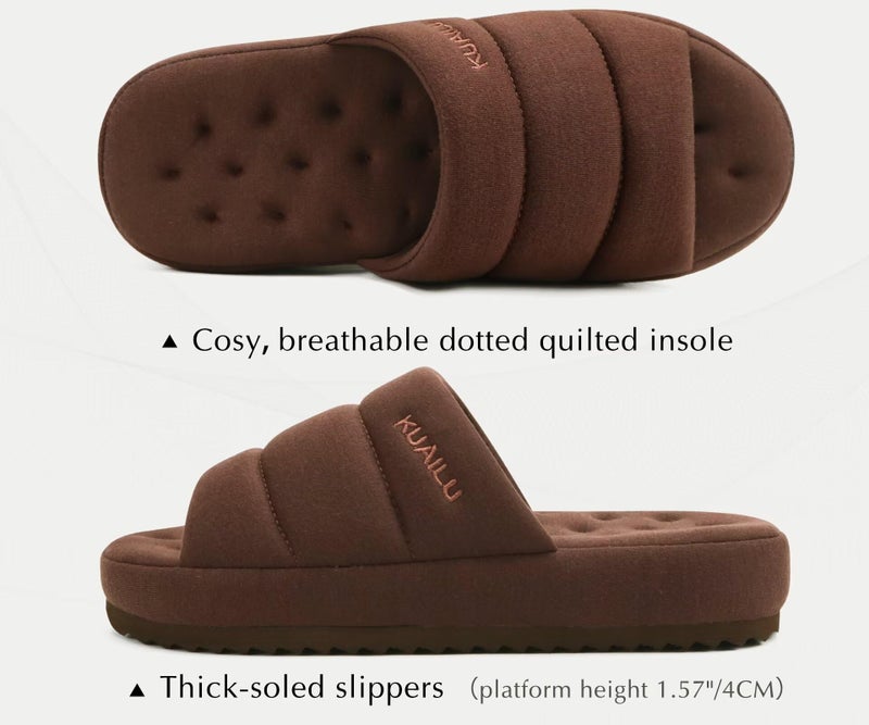 KuaiLu Slippers For Men Cotton-blend Fabric Warm Slide Slipper Comfy Arch Support Indoor Outdoor House Slippers Shoes Comfortable Slip on Lightweight Thick Cushion Mens Scuff Slippers, Brown Size 11 - Image 3