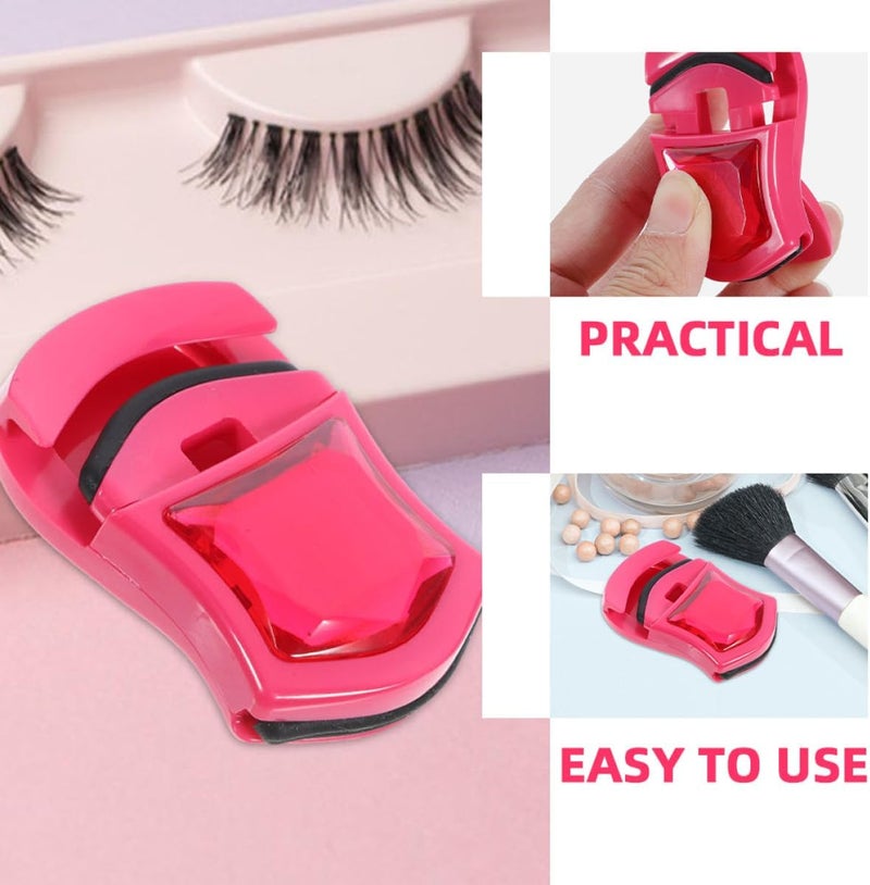 2pcs Eyelash Curler Lash Curling Tool for Asian Eyes Compact Makeup Accessory Travel Beauty Tool with Rose Red Handle - Image 3