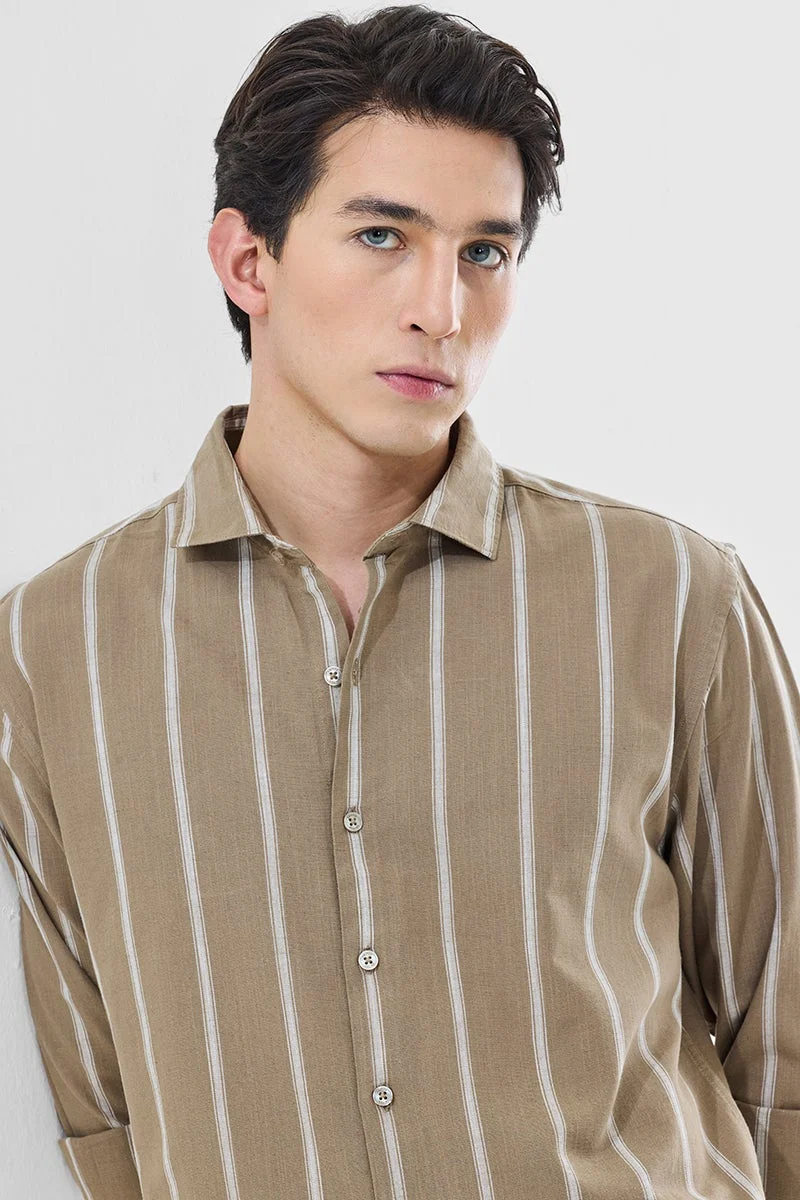 SNITCH Regular Fit Stripes Linen Blend Shirt
