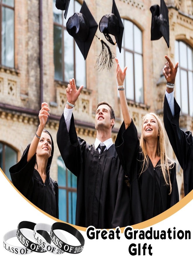 Poen مجموعة من 100 سوار تخرج من فئة 2026، أساور سيليكون للاحتفال بالخريجين، هدايا لحفلات التخرج (أسود، أبيض) - Image 4