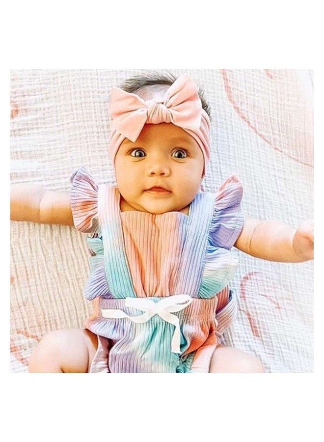 STAR WORK Elastic Soft Nylon Wide Bowknot Velvet Bow Headbands Knot Turban Headwraps Hair Bows Accessories For Kids Toddlers Infants Newborns And Baby Girls (Pack Of 4) Multicolor - Image 5