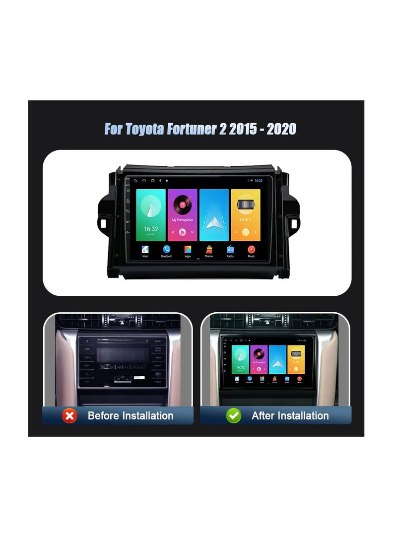 MNT - Toyota Fortuner 2015-2020 car screen from the car's infotainment system. It runs on Android and supports features such as Apple CarPlay and Android Auto, allowing you to easily connect your smartphone. It also provides a high display resolution of up to 1080 pixels, making it excellent for displaying information and maps clearly. - Image 1