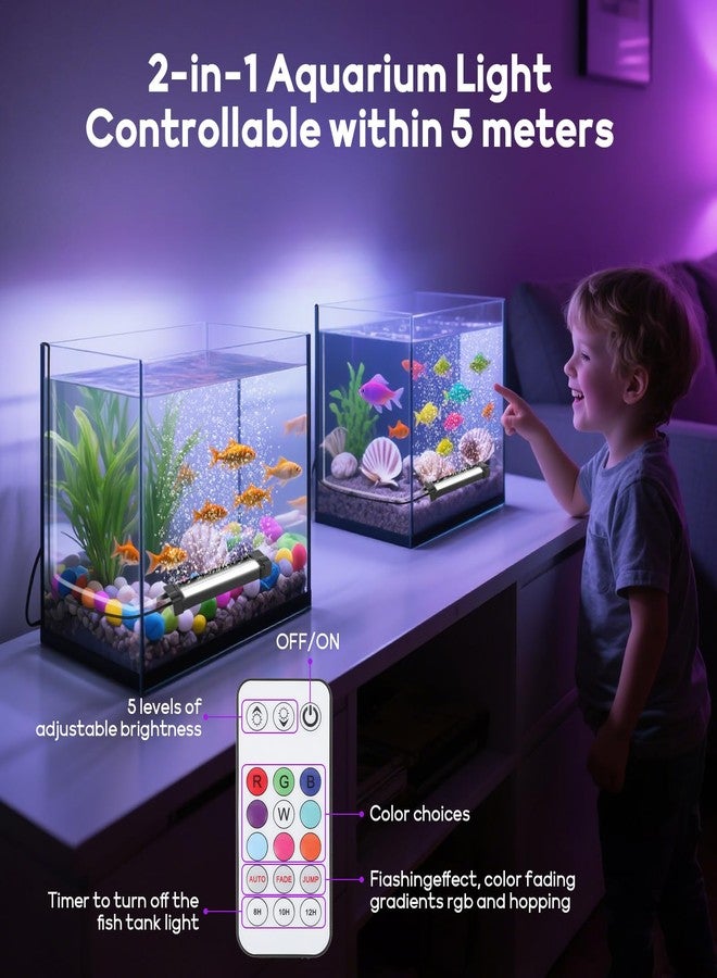 SZMiNiLED Fish Tank Bubbler Light for Aquarium: 2-in-1 Aquarium Grow Light with APP & Remote Control for Aquatic Pet Enthusiasts - RGB Changing Fish Lamp for 2-5 Gollon Freshwater Saltwater Tank Decor - Image 4