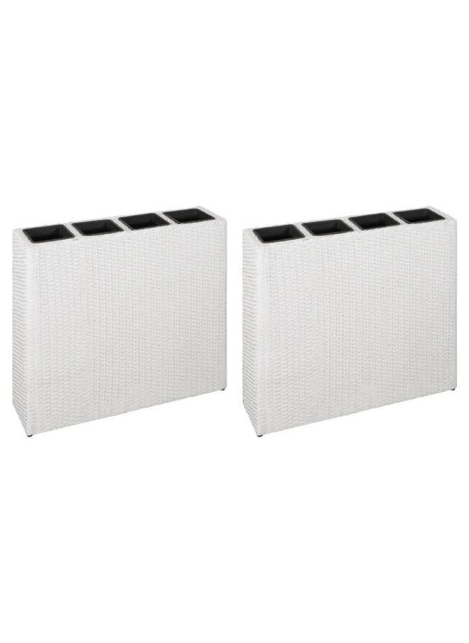 vidaxl vidaXL Garden Raised Bed with 4 Pots 2 pcs Poly Rattan White(2x45427)  - Image 1