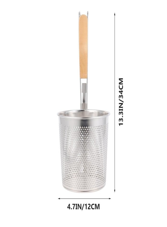 SHOWERORO Stainless Steel Fine Mesh Noodle Strainer Basket with Handle 13.4 Inch Pasta Cooking Colander for Boiling Rinsing and Serving Noodles - Image 2