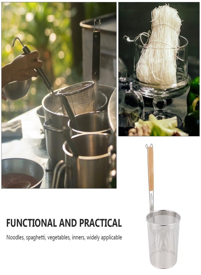 SHOWERORO Stainless Steel Fine Mesh Noodle Strainer Basket with Handle 13.4 Inch Pasta Cooking Colander for Boiling Rinsing and Serving Noodles - Image 4