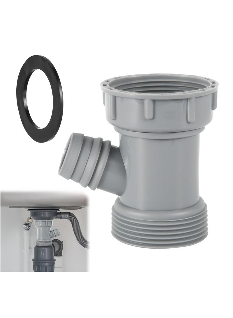 أخبار محول أنبوب تصريف حوض المطبخ، موصل خرطوم مرن على شكل حرف Y مع حشوات لقطعة ذيل غسالة الأطباق، رمادي - Image 2
