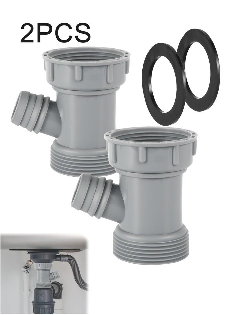 أخبار محول أنبوب تصريف حوض المطبخ، موصل خرطوم مرن على شكل حرف Y مع حشوات لقطعة ذيل غسالة الأطباق، رمادي - Image 1