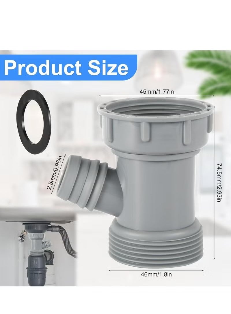 أخبار محول أنبوب تصريف حوض المطبخ، موصل خرطوم مرن على شكل حرف Y مع حشوات لقطعة ذيل غسالة الأطباق، رمادي - Image 3