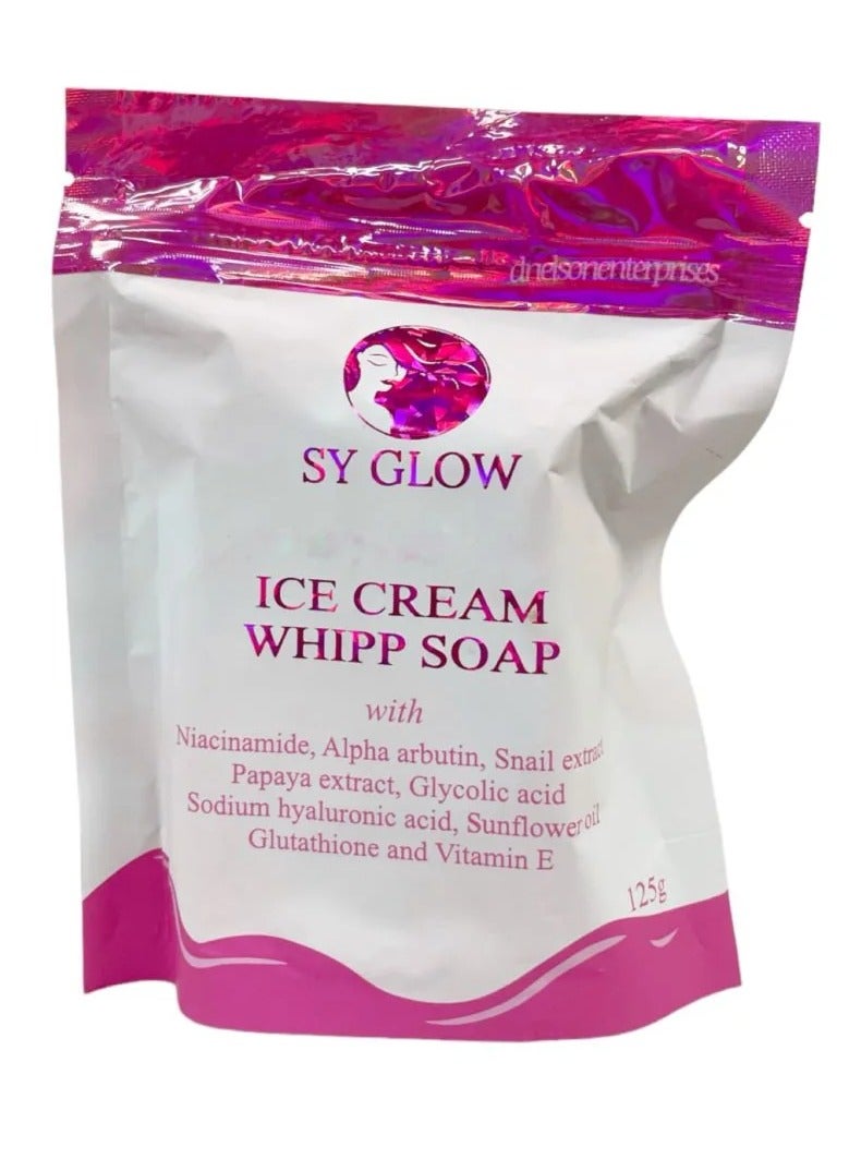 صابونة الآيس كريم سريعة التبييض من SY GLOW، 125 جرام