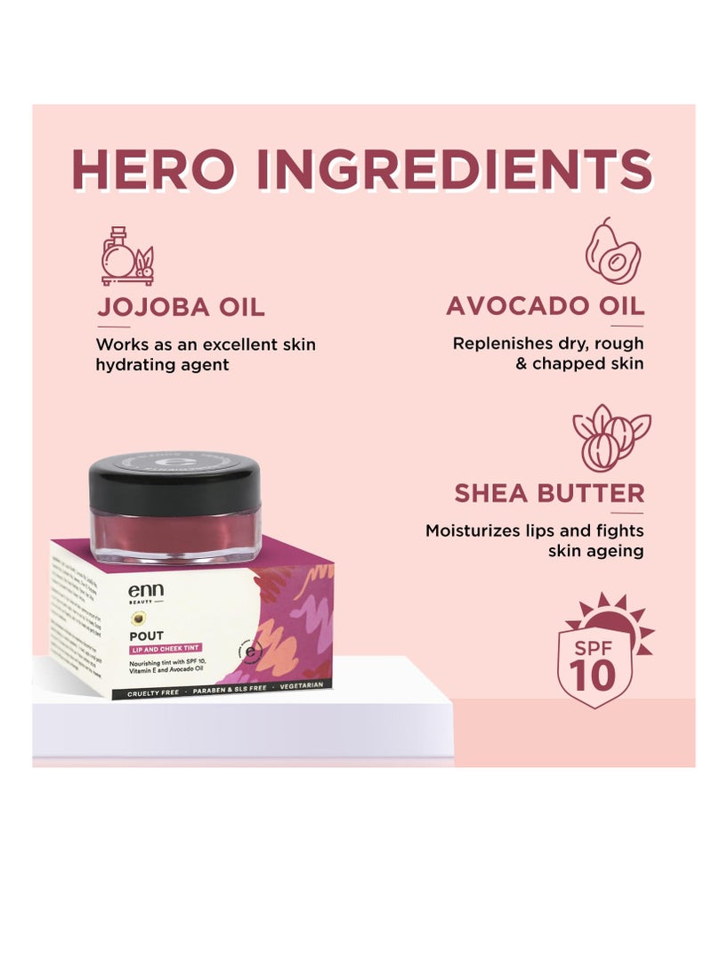 Enn Beauty Pout Lip  Cheek and Eyeshadow Tint with SPF 10 withThe Goodness of Jojoba and Avocado Oil Natural Blush for Women  Long Lasting Sls and Paraben Free   Bare Blush  5gm - Image 3