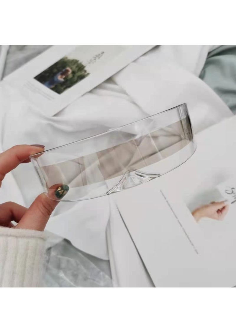 Zikra 6 Pieces 80s Futuristic Cyclops Visor Sunglasses with Semi Translucent Back to Future Inspired Costume Futuristic Wrap Visor Sun Glasses for Men Women Cyclops Futuristic Style - Image 3