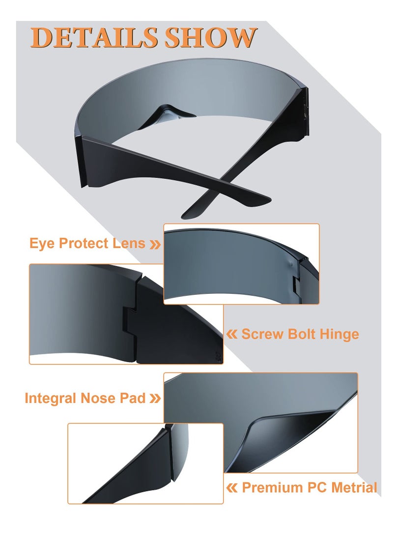 Zikra 6 Pieces 80s Futuristic Cyclops Visor Sunglasses with Semi Translucent Back to Future Inspired Costume Futuristic Wrap Visor Sun Glasses for Men Women Cyclops Futuristic Style - Image 4