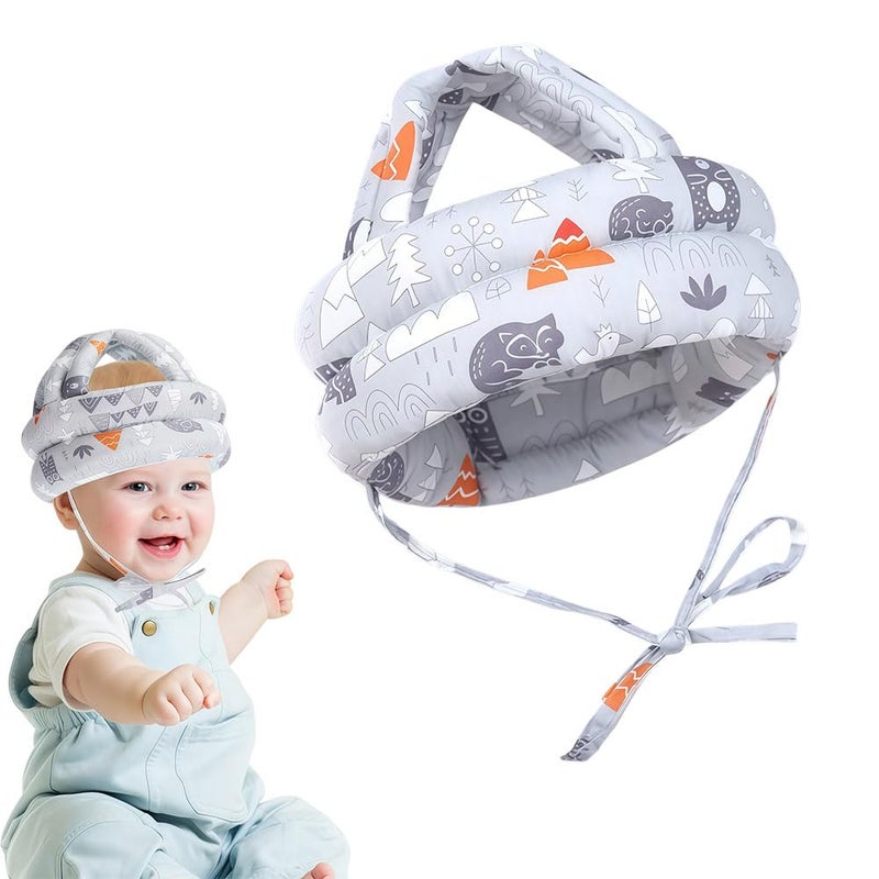 MLADEN Baby Head Protector Baby Helmet for Crawling Walking, Toddler Helmets 6-12 Months 1-2 Years Old，No Bumps Safety Head Adjustable Protective Cap for Walking, Playing (Grey Forest) - Image 1