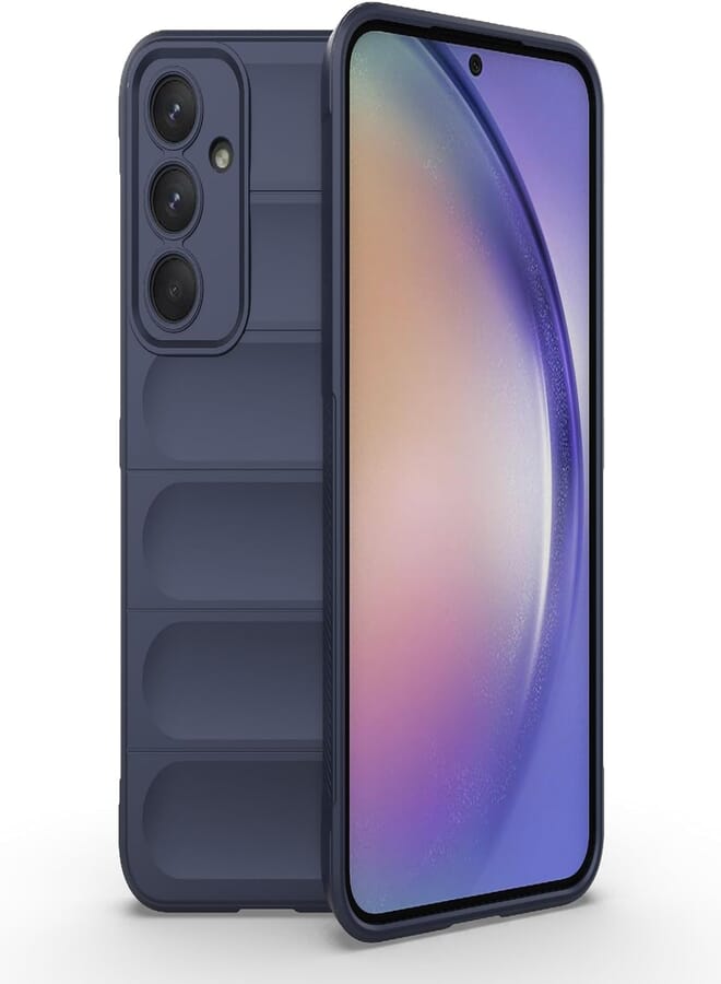 (A35) Akira Back Case For Samsung Galaxy A35 5G Bumper Cover Ultra Thin Liquid Silicone Rubber Soft TPU Flexible Hybrid Rugged Armor Shockproof Smooth Surface Protective Case (Dark Blue)